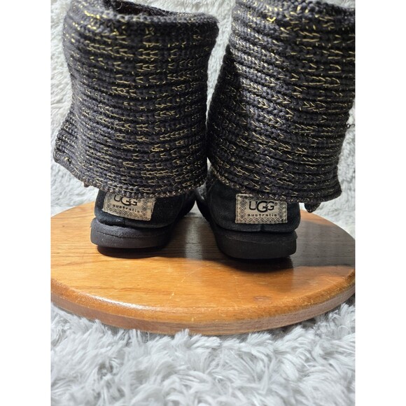 UGG Classic Cardy Button Knit Boots Womens Size 6 Brown Gold Sweater Boots 1876 - Picture 4 of 8